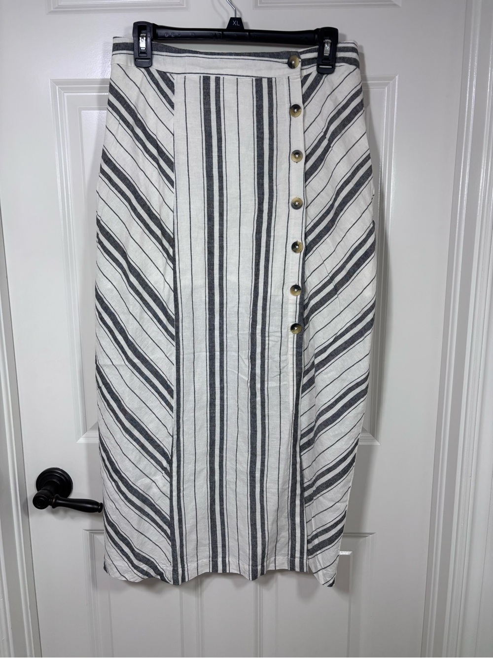 Free People Striped Linen Blend Midi Skirt Women’s 10